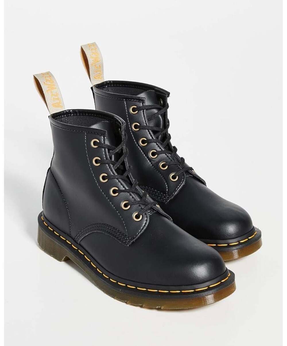 Dr. Martens Vegan 1460 8-Eye Boots in Black Felix Rub Off